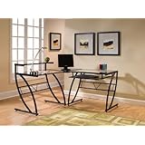 Z-Line Belaire Glass L-Shaped Computer Desk