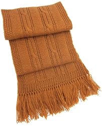 Handmade Luxurious Alpaca Natural Fiber Scarf - Cable Design Collection in Caramel Goodness (Classic Fringes)