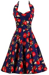 Cotton Cocktail Halter Vintage Bridesmaid Dress/Party Dress 