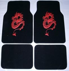 - 	 Dragon Red Front & Rear Carpet Car Truck SUV Floor Mats
