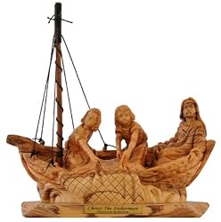 Christ the fisherman - Cast your Net - olive wood Statue - Museum quality ( 12 inches high )