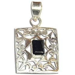 Handcrafted Jewellery Onyx Pendant Sterling Silver Chain 1 inches