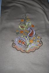 Embroidered Tan T with Flower Vine Adult-XL