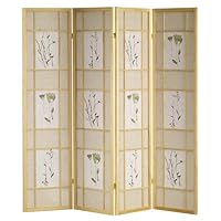 ORE International R5442-4 Four Panel Shoji Screen Natural Finish