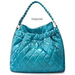 Urban Expressions Roxy Handbag Quilted Purse Vegan Leather Hobo Turquoise