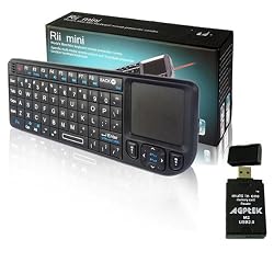 2.4GHz Mini Wireless Keyboard Rii Portable Handheld Rechargeable Keyboard Touchpad(Built-in TouchPad/Laser Pointer) for Laptops Notebooks Computer IPTV Car PC Wii PS3 HTPC (Black)