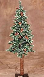 2' Alpine Frosted Artificial Christmas Tree W/ Pine Cones - Pre-Lit Clear Lights