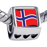 Pugster Pandora Style Bead Norway Flag Beads Fits Pandora Bracelet