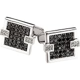14K White Gold Black and White Diamond Cufflinks - 2.00 Ct.