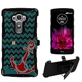 Spots8&reg; Image Design Cases for LG G Flex 2 , Dual Layer Holster Case Plus Kickstand with Locking Belt Swivel Clip [Red Anchor on Chevron]