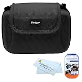 Vivitar Deluxe Compact Hard Shell Camcorder Bag / Case For Canon Vixia HF S21, HF S20, HF S200, HF21, HF R11, HF R10, HF R100, HV40, FS31, FS300, HF M32, HF M31, HF M30, HF M300, ZR960 Digital Camcorder + LCD Screen Protectors + MicroFiber Cleaning Cloth