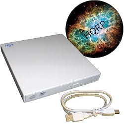 HQRP External USB 2.0 Slim DVD / CD-RW Drive (White) compatible with Lenovo IdeaPad S9 / S9e / S10e / S10-2 / S12 Netbook / Subnotebook plus HQRP Coaster