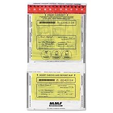 MMF Industries Tamper-Evident Twin Deposit Bags, 9.5 x 17.5 Inches, 100 Bags per Pack, Clear (2362500N20)