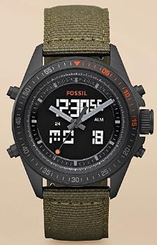 Fossil #BQ9416 Men's Decker Black Analog Digital Nylon Strap Watch
