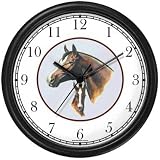 Stallion and Colt in Circle - JP - Horse Wall Clock by WatchBuddy Timepieces (Slate Blue Frame)