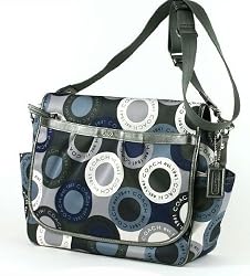 Coach Sateen Snap Head Baby Messenger Bag 18377 Multi Blue Grey