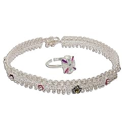 Anklet Toe Rings Pair Handmade Jewelry 10.5 inches (anklt463)