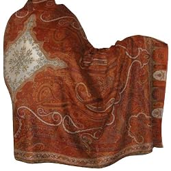 Paisley Wrap Wool Embroidered Shawl 84 x 40 inches