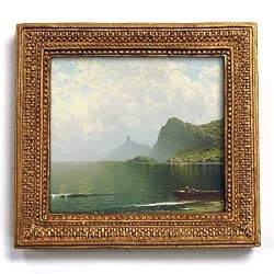 Along the Maine Coast - Gold Frame Magnet with pop-out easel (2-3/4" x 2-1/2")