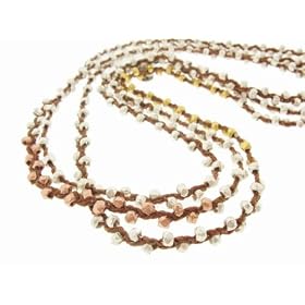 Silver Nugget Mix Chain on Brown Cord by Chan Luu