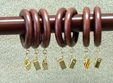 1-3/8" Solid Wood Drapery Rings with brass clips in Mahogany finish [CAPITOL CITY LUMBER]
