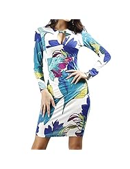 Long Sleeves Polyester Cutout Keyhole Cocktail Floral Print Bodycon Dress/Club Dress/Homecoming Dress/Prom Dress/Party Dress/Wedding Dress 