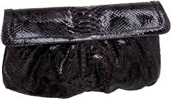 SONDRA ROBERTS NEW YORK Python Leather Flap Clutch