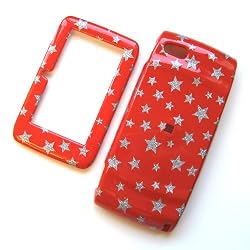 Sharp Sidekick LX 2009 T-Mobile Snap On Protector Hard Case Image Cover "Glitter Stars Red" Design