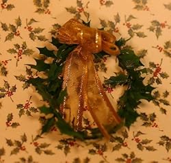 Dollhouse Miniature Artisan Gold Christmas Wreath