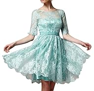 A-line Round Neck Sheer Lace Bridesmaid Dress 