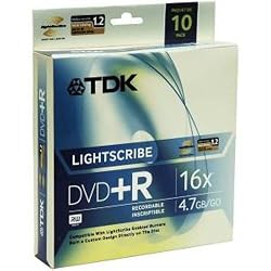 TDK 16X DVD+R Lightscribe 10 Pack