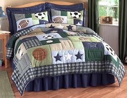 Sports Collage Full / Queen Quilt with 2 shams