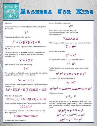 algebra for kids speedy study guide