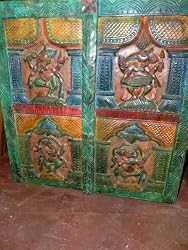 Colorful Ganesh Carved Panel 4 Different Dancing Ganesha India 36x36