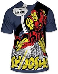Marvel Comics I Am Iron Man! Subway Harbor Blue T-shirt