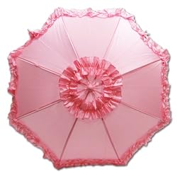 Ruffle Trim Satin Parasol Umbrella in Assorted Colors