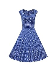 Cotton/Polyester Vintage Natural   Waistline Dots Print Party Dress/Midi Dress 