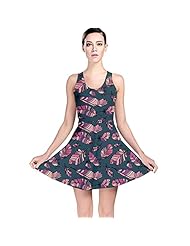 Stretchy Feathers General Print Polyester/Spandex Skater Dress 
