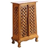 Handmade Asian Furniture - 40" Lattice Panels Storage Cabinet- Natural Finish
