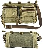 Stone Washed OD Green Mesh Bag With Leather Accents