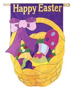 Happy Easter Basket Garden Size Applique Flag