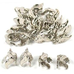 24 Bead Caps Necklace Charm Chain Bails Beading Part