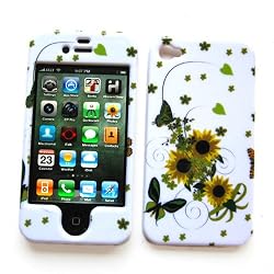 Apple iPhone 4 & 4S Snap-on Protector Hard Case Image Cover "Sunny Sunflowers" Design