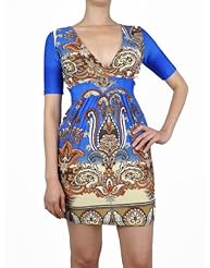 Paisley Elbow Length Sleeves Spandex Above the Knee Mini Dress 