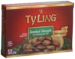 Ty Ling Smoked Mussels, 3.66-Ounce Tins (Pack of 10)