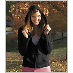 Black Classic Fleece Raw Edge Hoodie for Junior and Girl Sizes. Fleece, unfinished edges.