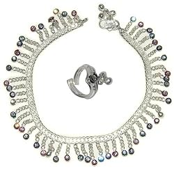 Indian Anklets Toe Ring Pair Sterling Silver Jewelry 10 inches (sanklt041)