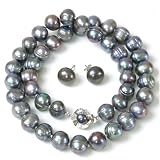 Pearl Freshwater Cultured Potato Black Necklace 9.5-10.0mm 17