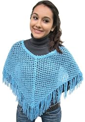 Handmade Acrylic Lightweight Poncho for Petite Teens/ Extra Small (100% Crocheted By Hand)