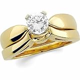 14K Yellow Gold Diamond Solitaire Wedding Set - 0.50 Ct.